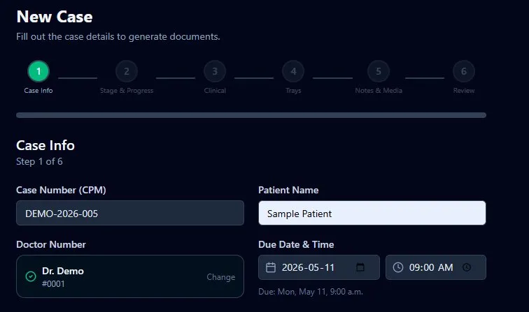ClearTrack new case submission form